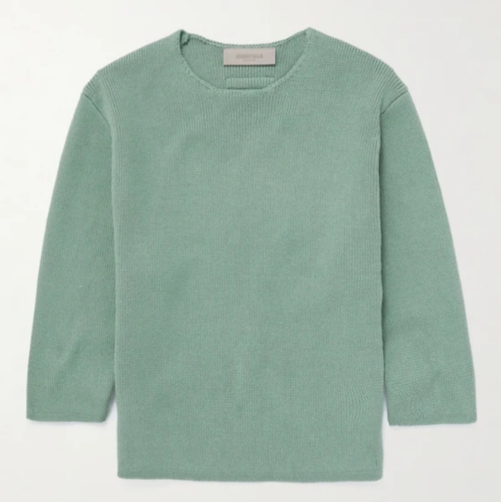 FEAR OF GOD ESSENTIALS KIDS Logo Appliquéd Cotton-Blend Sweater, 12Yrs, Green.